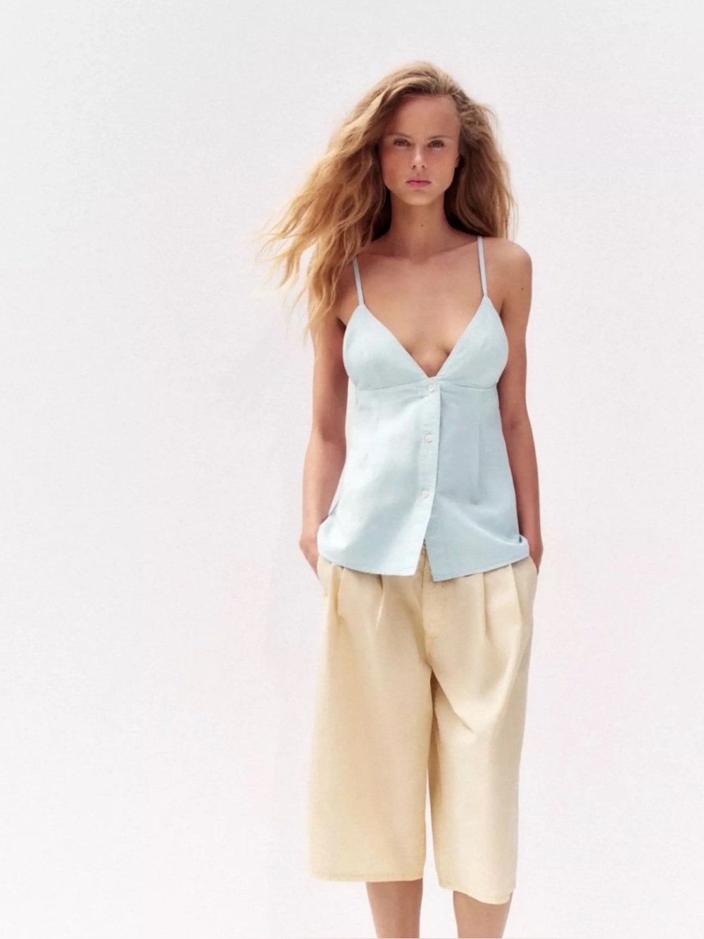 Zara Chambray Button-Front Camisole